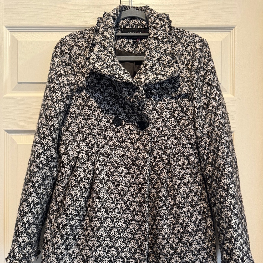 Paisley Black and White Empire Waist Pea Coat